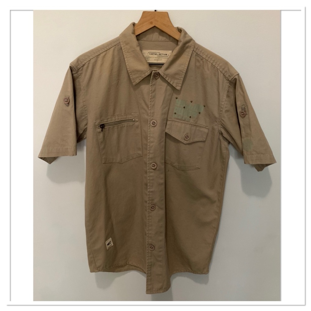 Camel Active Vintage Button Down Shirt Tan Size Large